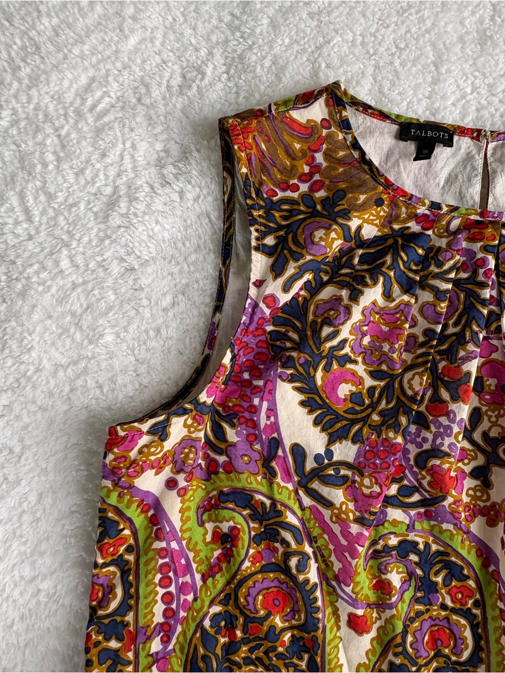 Talbots Lined Paisley Print Shell - Size 16 (XL) - Picture 6 of 15